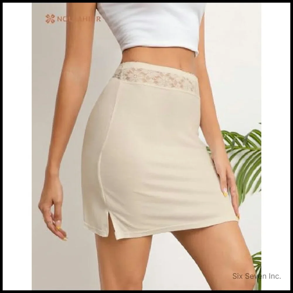 Buttery Soft Half Slip Skirt Elegant Lace Waistband Chic Invisible Layer